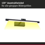 Schwarze LED-Bilderleuchte mit 120° Ausstrahlwinkel und gelber Lichtprojektion für Wandbilder