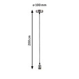 Pendant light with 200 cm textile cable and brushed steel metal socket for LED bulbs.