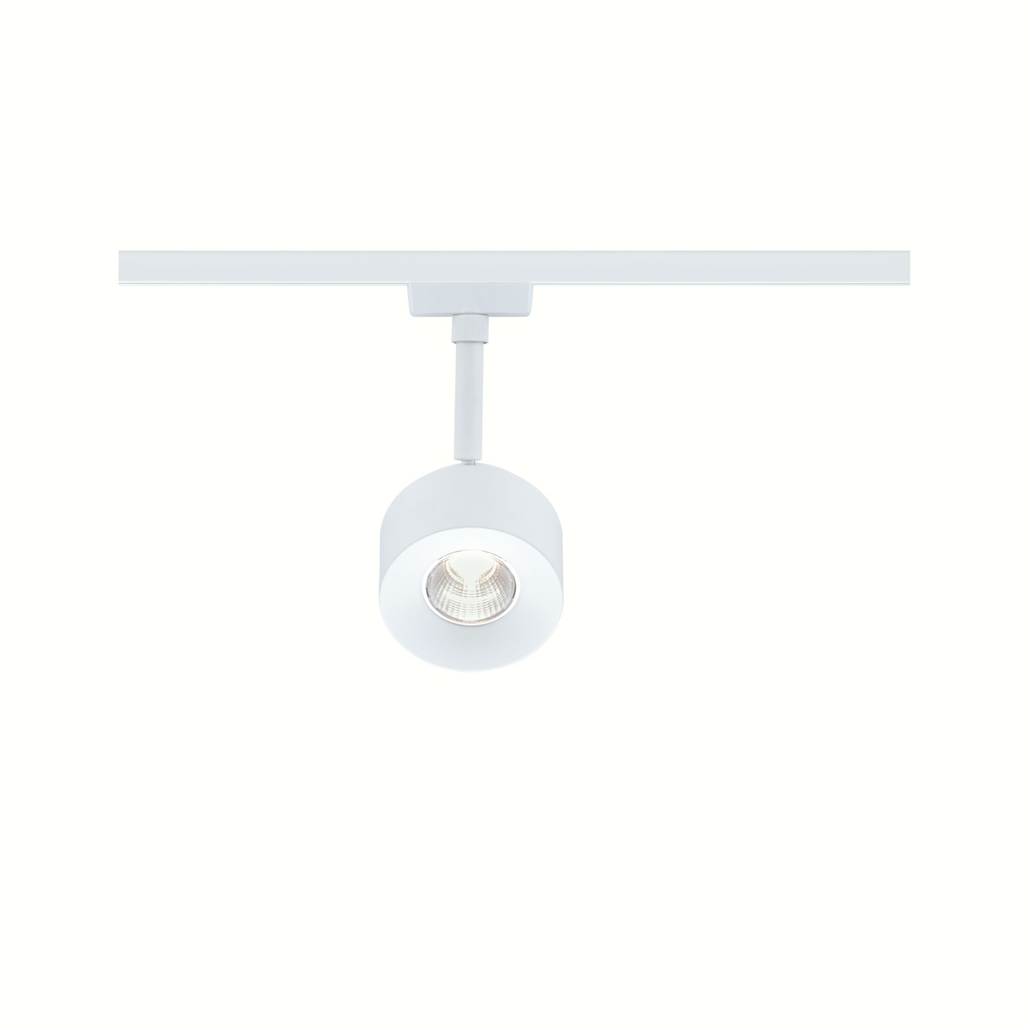 Modern white metal LED spotlight on track system for flexible indoor lighting solutions