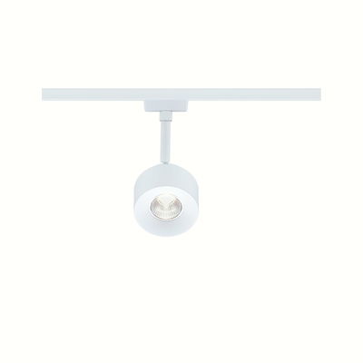 Modern white metal LED spotlight on track system for flexible indoor lighting solutions