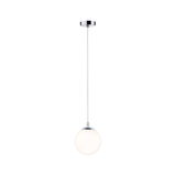 Suspension moderne en verre blanc et métal chromé pour un éclairage élégant