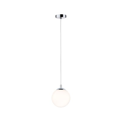 Suspension moderne en verre blanc et métal chromé pour un éclairage élégant