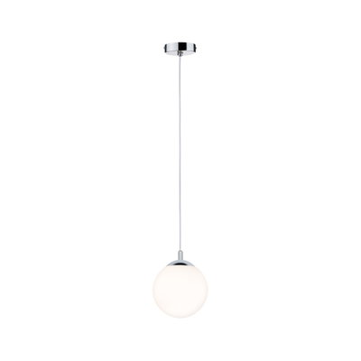 Modern pendant light with white glass and chrome metal for stylish room lighting