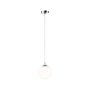 Modern pendant light with white glass and chrome metal for stylish interior lighting
