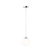Modern pendant light with white glass and chrome metal for stylish interior lighting