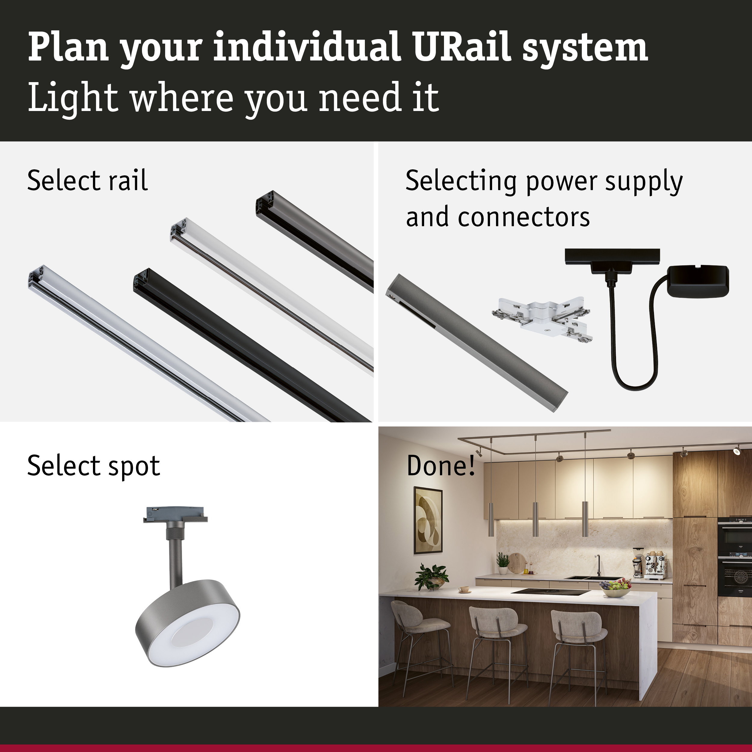URail Rail spot 3-Step-Dim Circle 220lm 3W White Select dimmable 230V Titanium