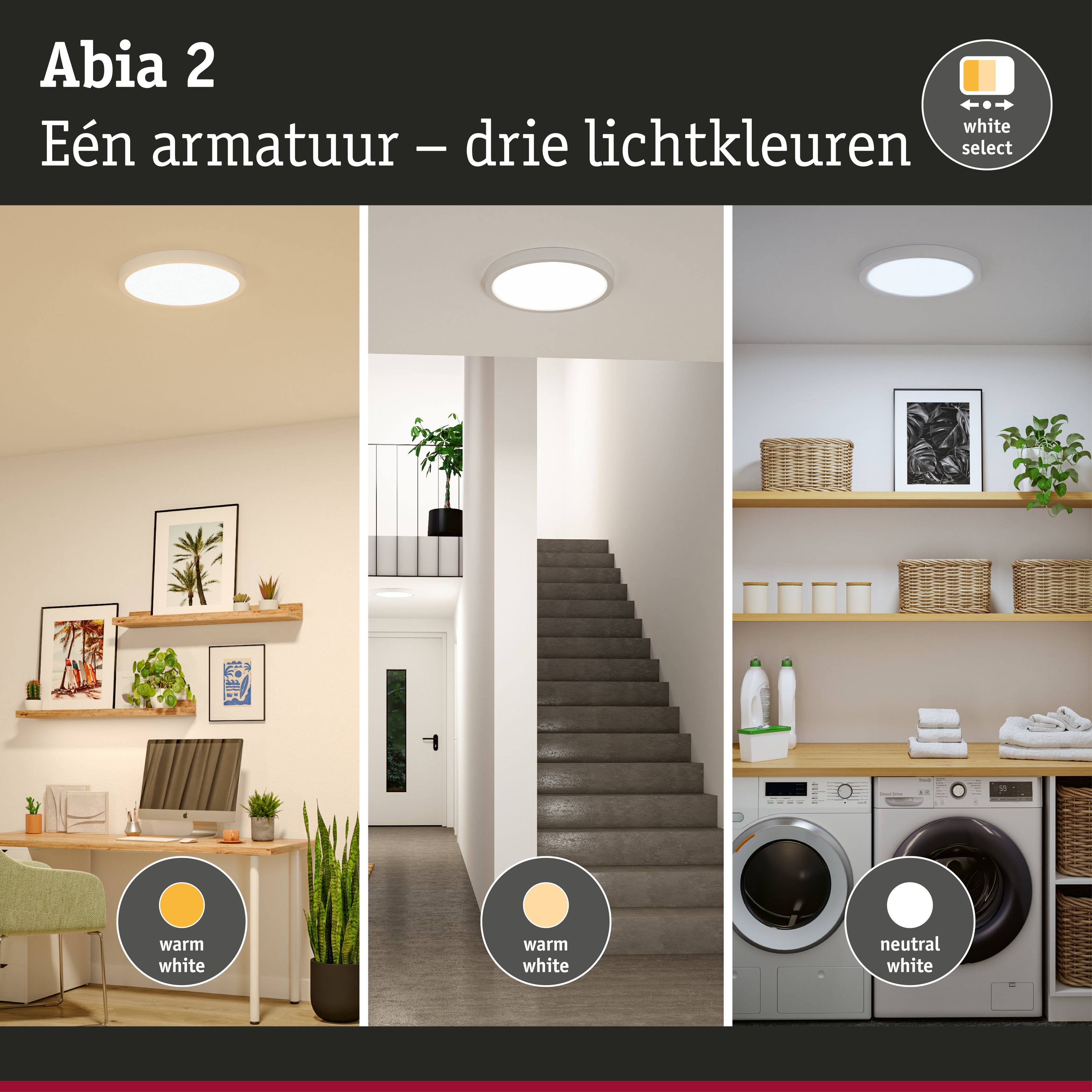 LED-paneel Abia 2 White Select Schemergestuurde bewegingsmelder (HF) rond 400mm 16W 1400lm 2700 - 4000K Wit
