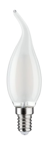 Weiße LED-Kerzenlampe mit gebogenem Glas und E14-Fassung für dekorative Beleuchtung