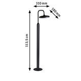 Black metal outdoor lamp 113.5 cm high and 310 mm wide, modern garden lighting solution
