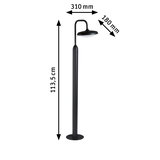 Lampe extérieure noire en métal de 113,5 cm de haut et 31 cm de large, éclairage de jardin moderne