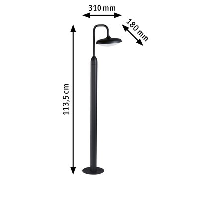 Lampe extérieure noire en métal de 113,5 cm de haut et 31 cm de large, éclairage de jardin moderne