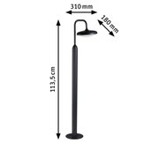 Schwarze Außenleuchte aus Metall mit 113,5 cm Höhe und 31 cm Breite, moderne Gartenbeleuchtung