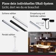 Modulares URail-Schienensystem in Schwarz und Weiß mit Pendelleuchte in moderner Küche