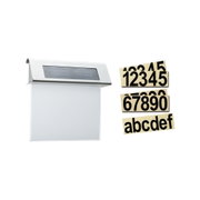 Stainless steel solar house number with white panel and black number and letter stickers for outdoor use