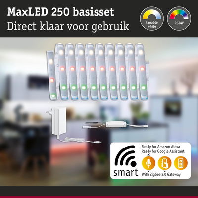 MaxLED 250 LED-stripset met RGBW en instelbaar wit, slimme bediening met Alexa en Google Assistant