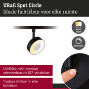 Zwarte URail Spot Circle spot met dimbare lichtkleur en DIP-schakelaar voor aanpasbare verlichting