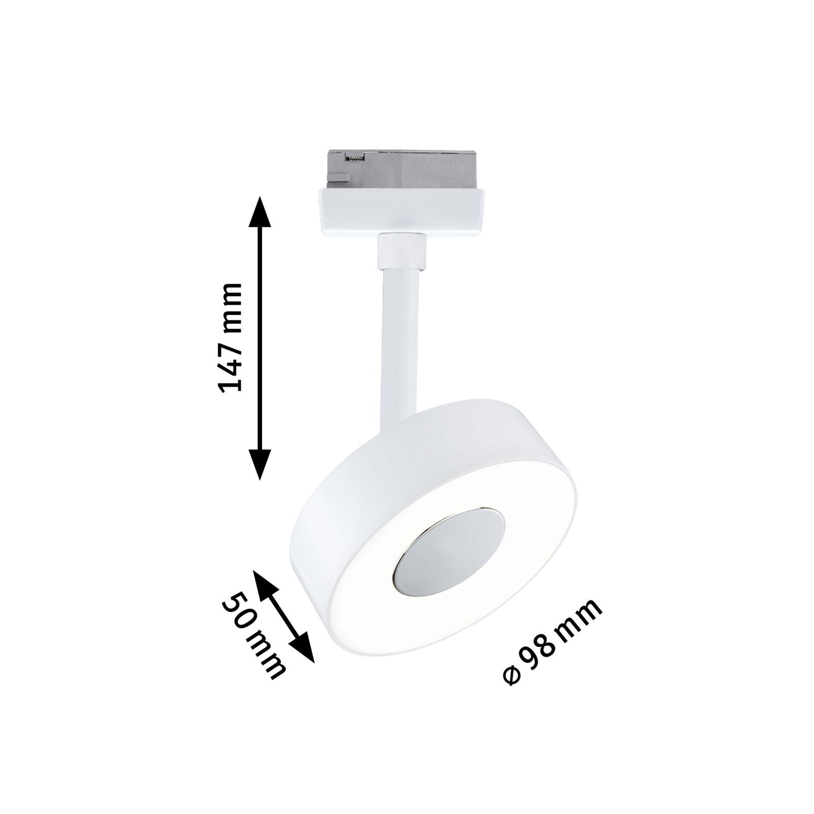 URail LED Rail spot Circle Single Luminaire 190lm 5W 4000K dimmable 230V Signal white