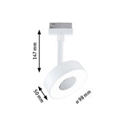 Weißer LED-Spot aus Metall mit 98 mm Durchmesser und 147 mm Höhe für moderne Beleuchtung