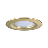 Round recessed LED light in matte gold with white diffuser for modern room lighting