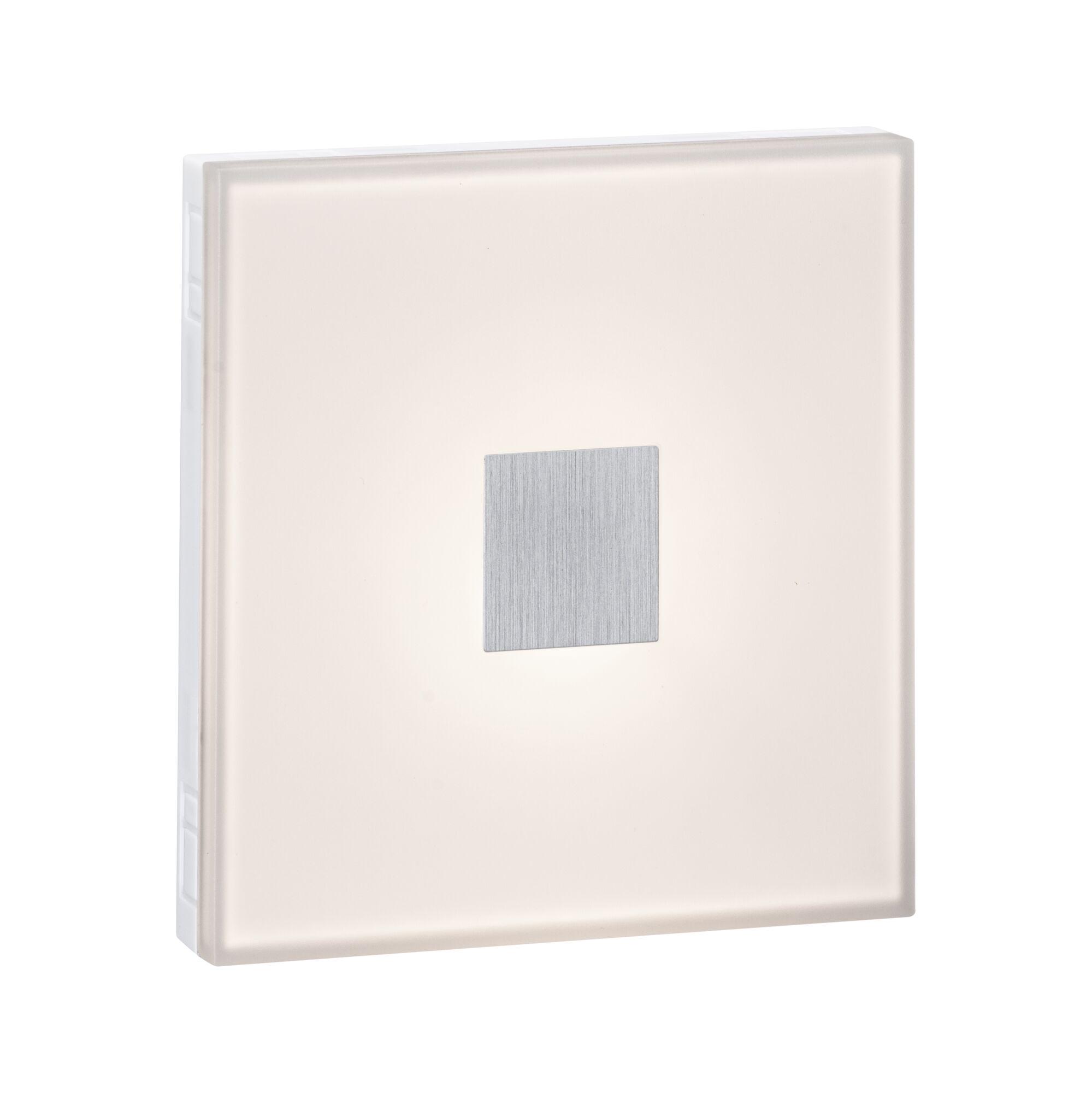 Kwadratowa lampa ścienna z białego tworzywa sztucznego z aluminiowym srebrnym elementem, nowoczesne oświetlenie LED