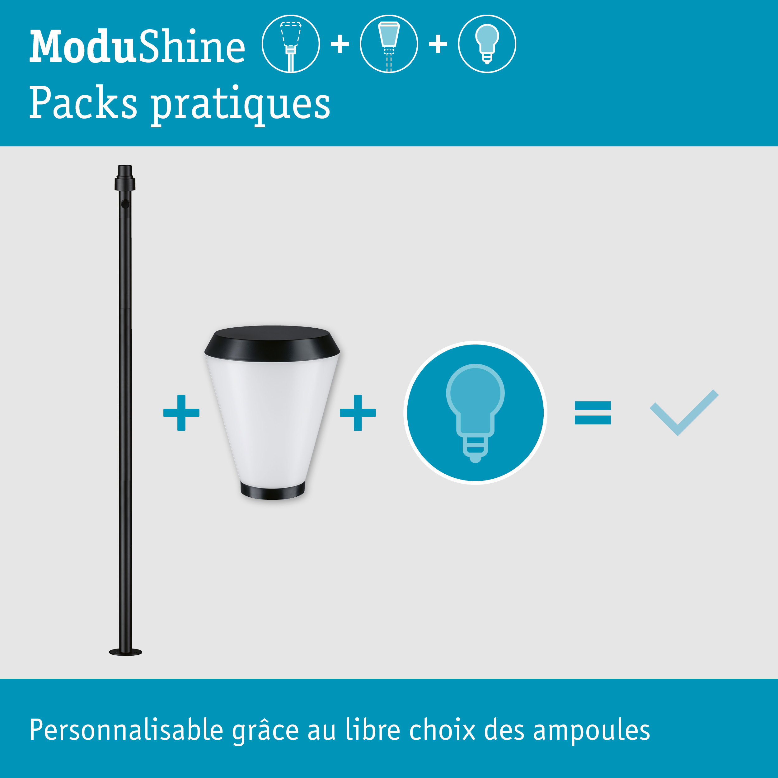 Kit ModuShine Borne Varino élevée sans capteur Anthracite