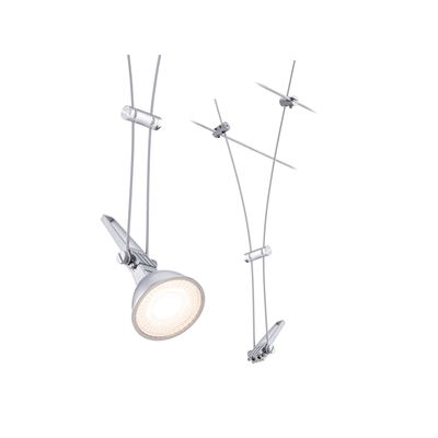 Spot LED sur câble argenté avec tête réglable en métal pour solutions d'éclairage modernes