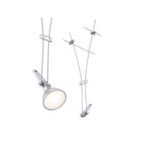 Silver LED cable spotlight with adjustable metal head for modern lighting solutions and interior design