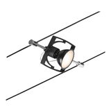 Black metal LED cable spotlight with adjustable lamp for modern lighting solutions