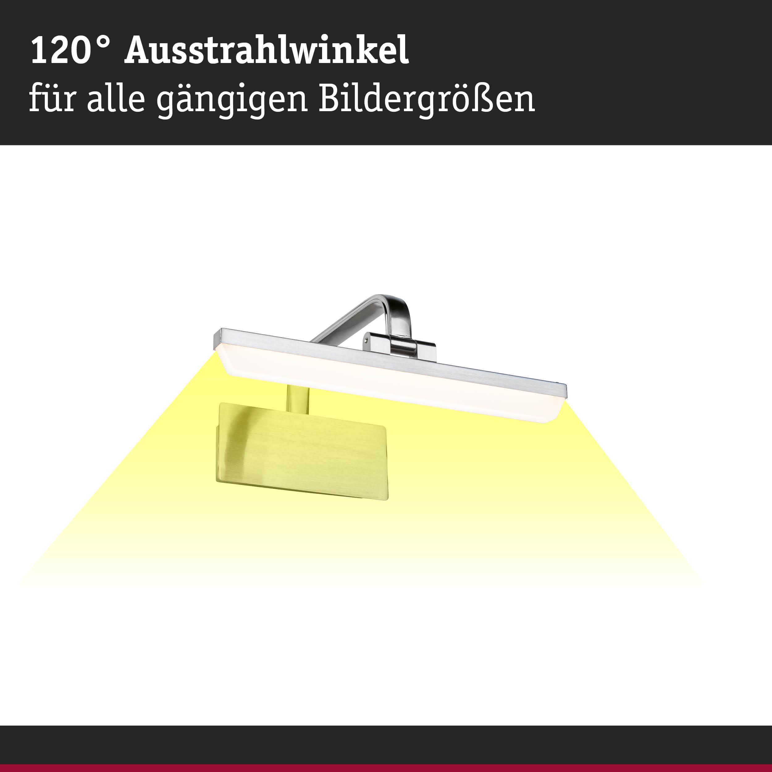 Moderne LED-Bilderleuchte aus Metall in Silber mit 120° Ausstrahlwinkel für Wandbilder
