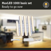 MaxLED 1000 warm white LED strip with power supply and plug for easy home lighting setup