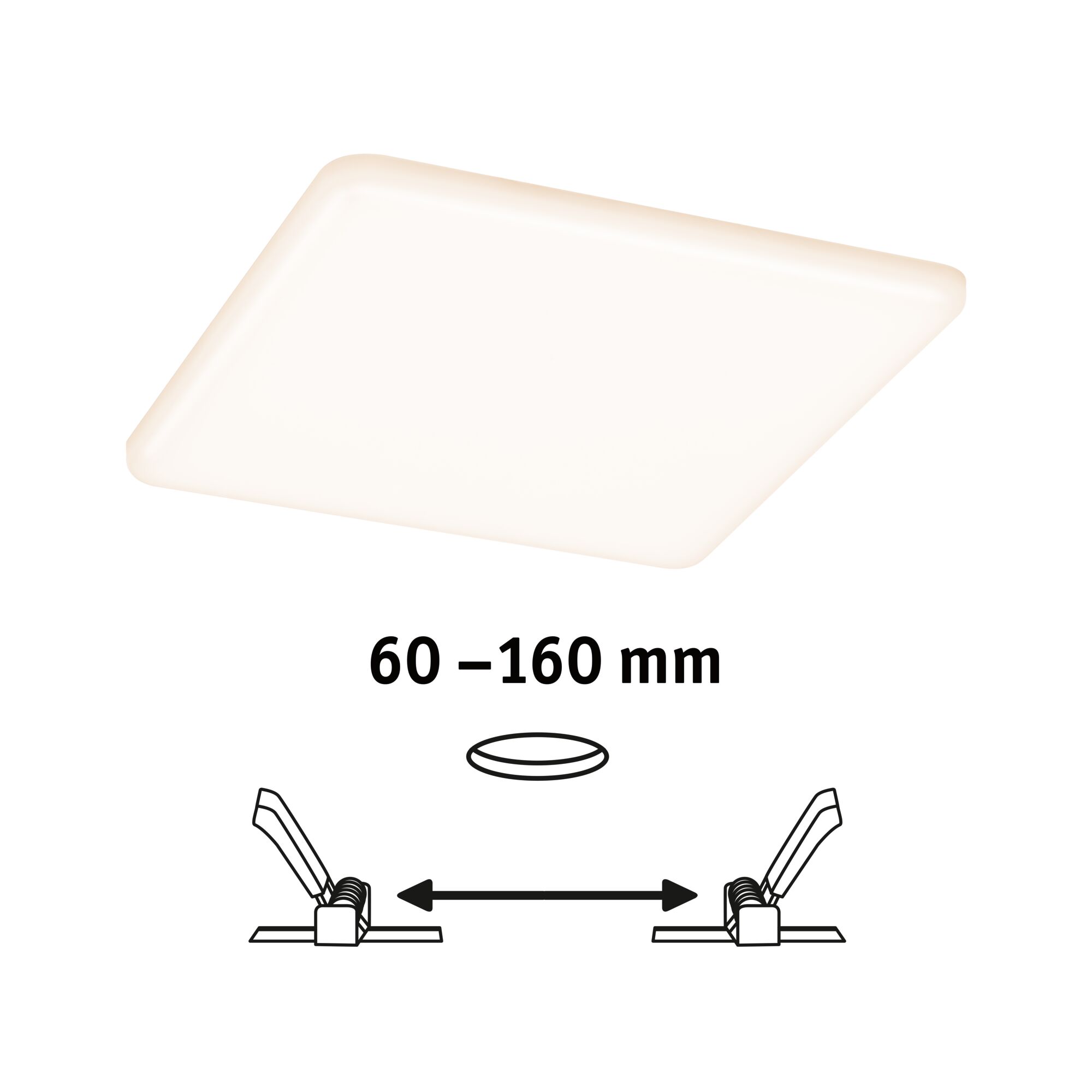 Quadratische weiße LED-Deckenleuchte mit einstellbarem Abstand von 60 bis 160 mm für moderne Beleuchtung