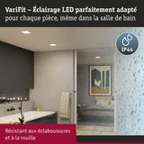 Éclairage LED encastré VariFit blanc, résistant aux éclaboussures et à la rouille, idéal pour salle de bain