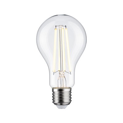 Klassische LED-Glühbirne mit transparentem Glas und warmweißem Licht für energiesparende Beleuchtung