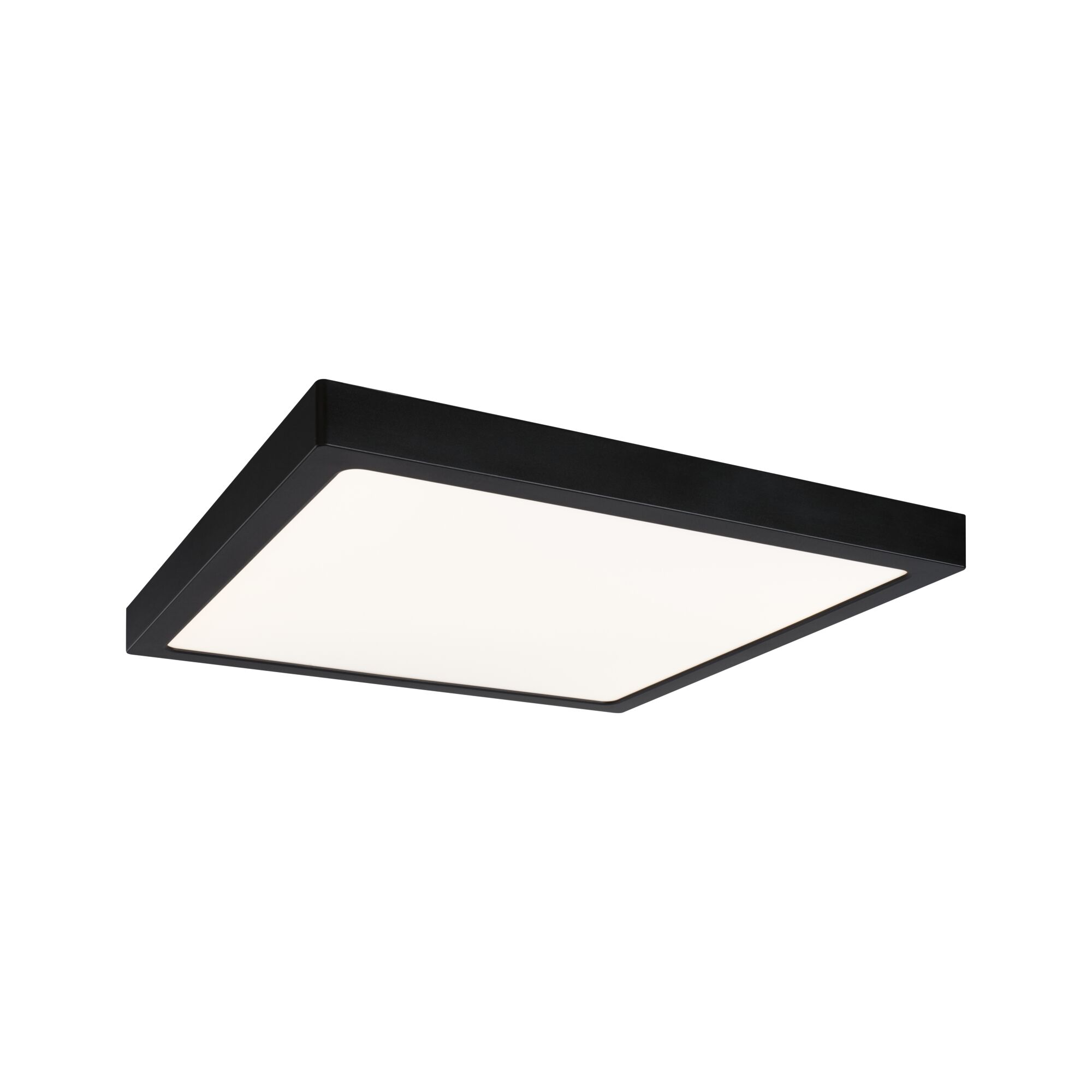 Schwarze quadratische LED-Deckenleuchte mit weißem Diffusor aus Kunststoff für modernes Raumlicht