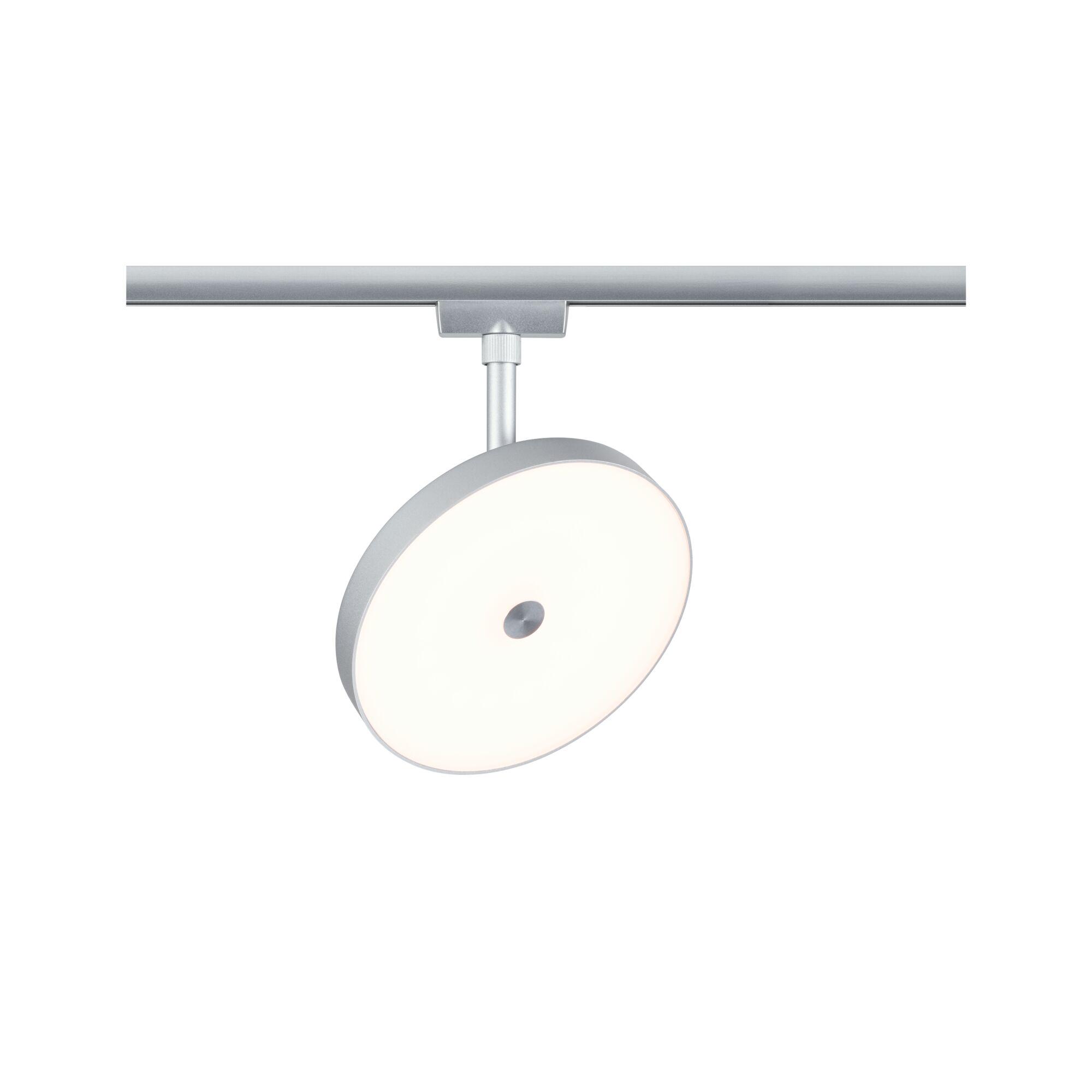 Round LED ceiling light in matte aluminium with white diffuser for modern interior lighting