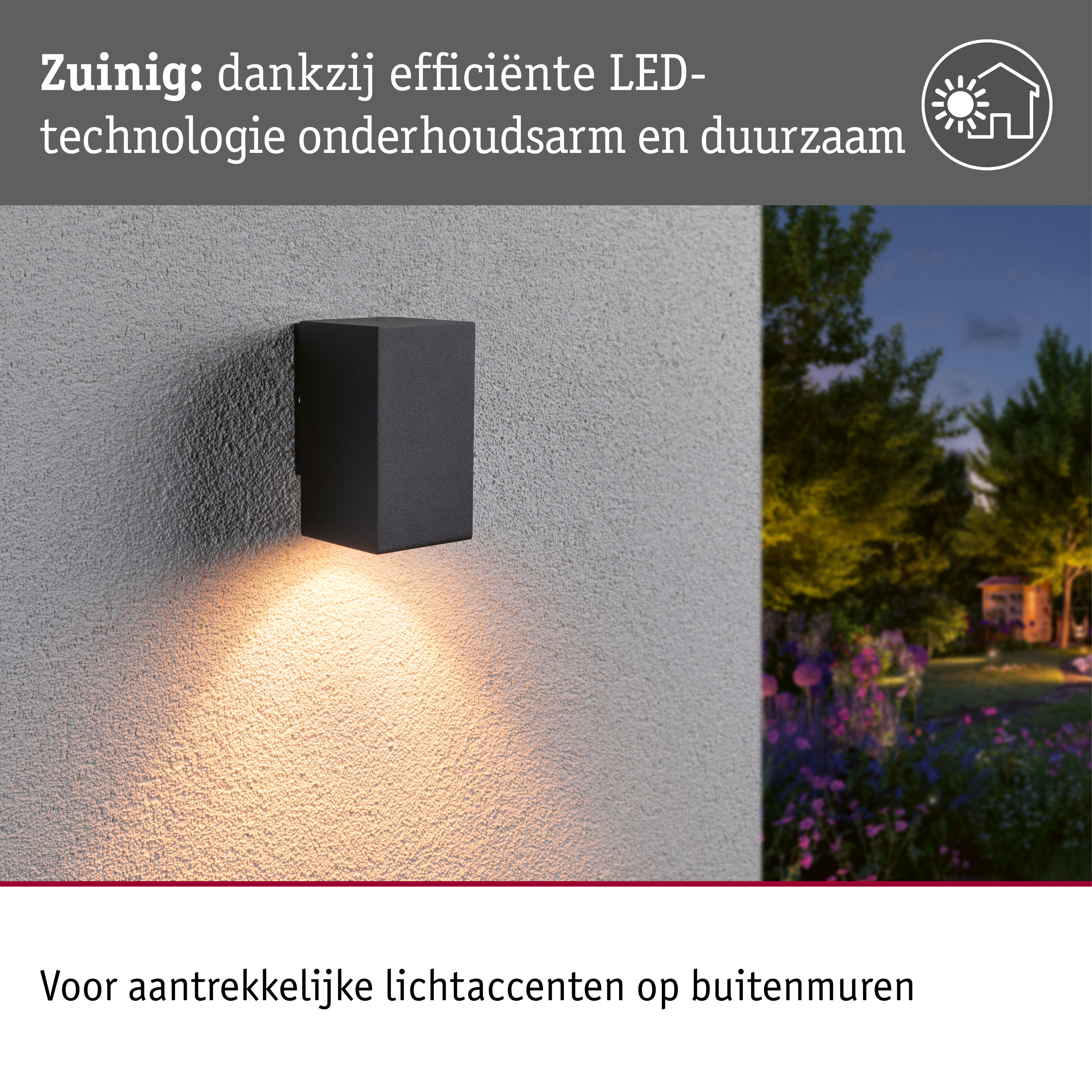 LED-wandlamp Flame insectvriendelijk IP44 hoekig 58x103mm 2200K 4W 265lm 230V 75° Antraciet Metaal