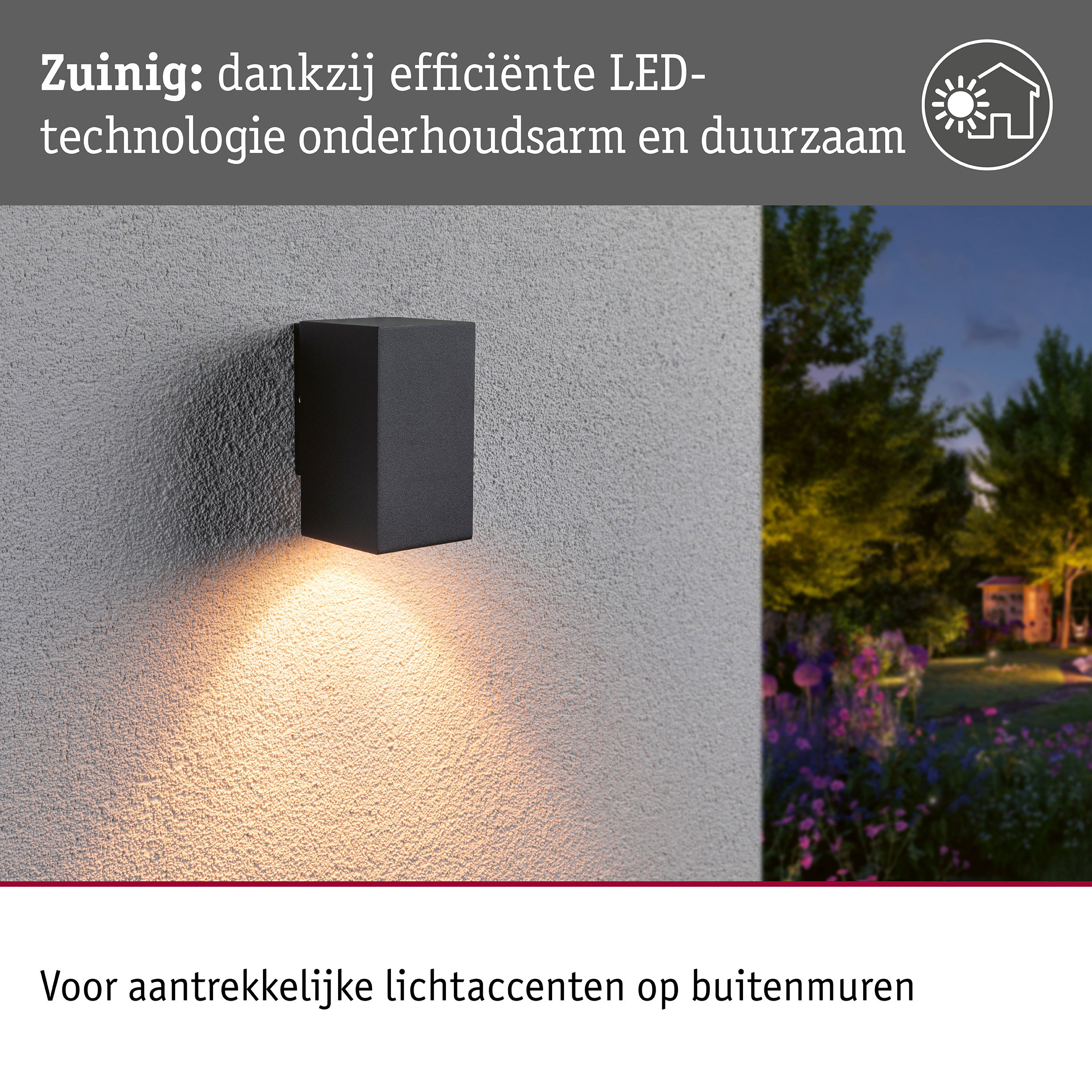 LED-wandlamp Flame insectvriendelijk IP44 hoekig 58x103mm 2200K 4W 265lm 230V 75° Antraciet Metaal