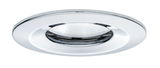Round recessed spotlight housing in shiny chrome for LED ceiling lighting