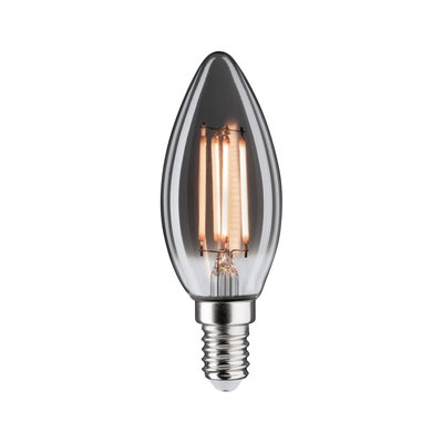 Candle-shaped LED bulb with clear glass and E14 base for energy-efficient lighting
