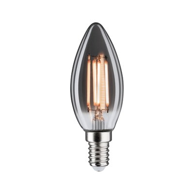 Candle-shaped LED bulb with clear glass and E14 base for energy-efficient lighting