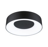 Ronde zwarte metalen LED-plafondlamp met witte diffuser voor moderne binnenverlichting
