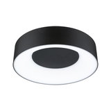 Round black metal LED ceiling light with white diffuser for modern interior lighting