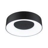Round black metal LED ceiling light with white diffuser for modern interior lighting