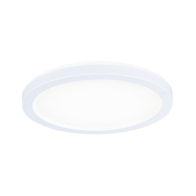 Round white LED ceiling light with matte plastic frame for energy-efficient room lighting