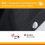 Détecteur de mouvement solaire avec commutation automatique et capteur intégré pour éclairage économique
