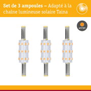 Set de 3 ampoules LED blanches avec lumière dorée pour éclairage solaire en chaîne