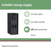 Black plastic socket with IP44 rating for safe outdoor energy supply and connection