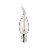 Clear glass LED candle bulb with E14 base for decorative lighting and energy-efficient illumination