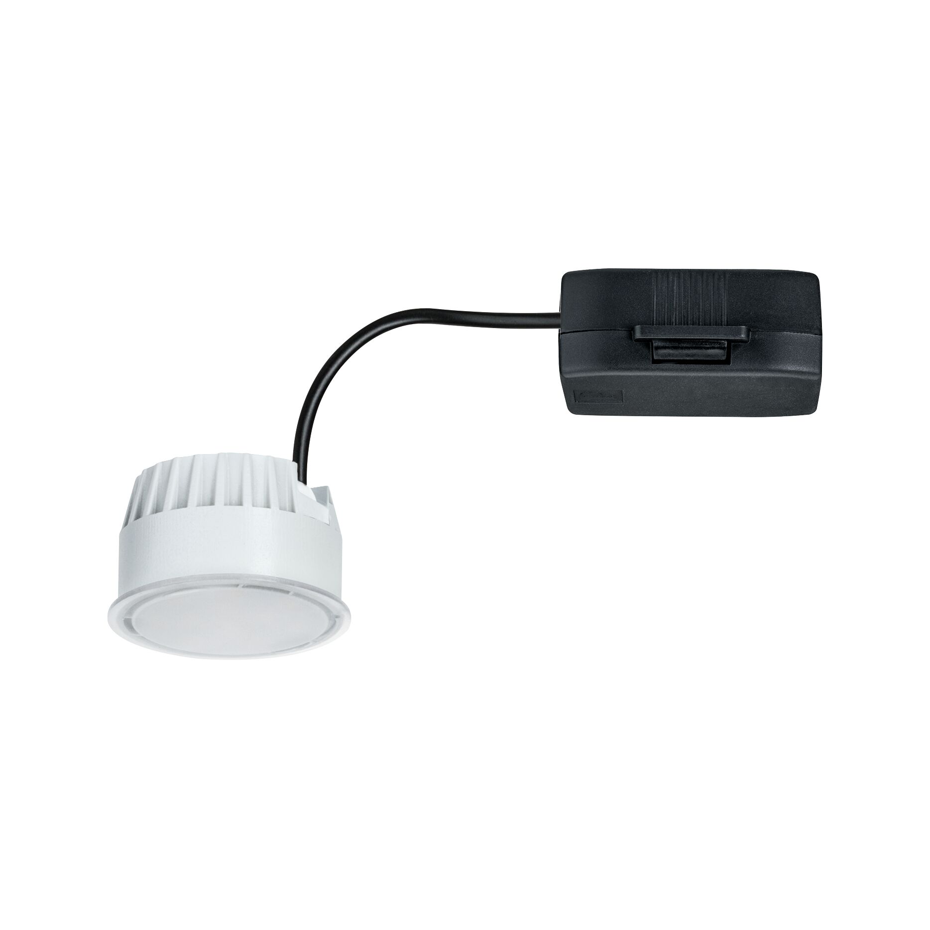 White LED recessed spotlight with black cable and plug for modern lighting solutions