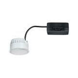 Weißer LED-Einbaustrahler mit schwarzem Anschlusskabel und Stecker für moderne Beleuchtungslösungen